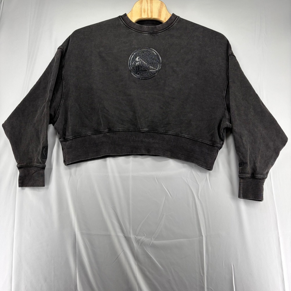 Pro Standard Golden State Warriors NBA Cropped Sweatshirt Washed Black M NEW